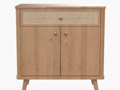 Thelma KD Rattan Small Cabinet 1 Drawer 2 Doors 3D model