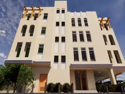 Residential building G plus 3 with ground parking in Revit 3D model