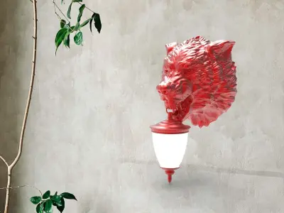 Wolf Head Wall Lamp 3D print model get