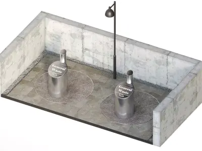 General Waste Containers With Underground Storage 3D model