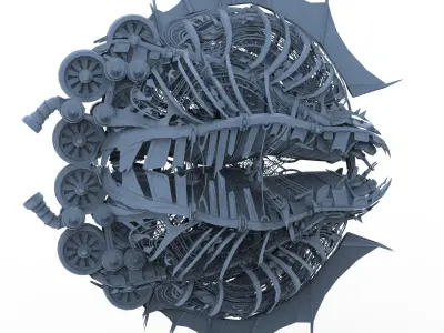 Ivy Tortoise Steampunk ship 10  3D model