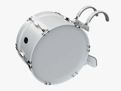 Marching bass drum with carrier pure white 3D model