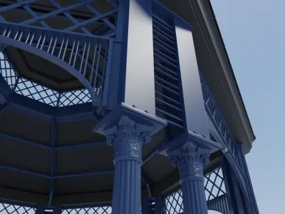Metal garden gazebo pavilion or kiosk PBR 3D model