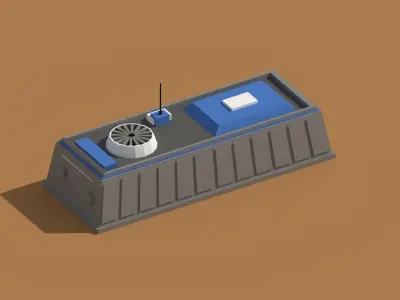 Low Poly Scifi Hangar 1 Low-poly 3D model