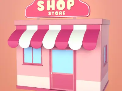 Cartoon Building - Shop - Market Low-poly 3D model