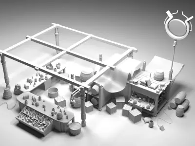 HIGHMARKET machine shop Low-poly 3D model