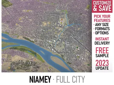 Niamey - 3D City Model Low-poly 3D model