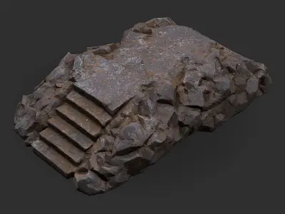 Stairs stone staircase 01 Low-poly 3D model