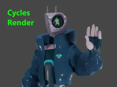 Cyberpunk Robot Low-poly 3D model