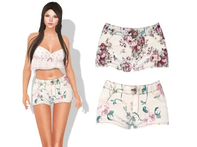 Floral Summer Shorts Low-poly 3D model