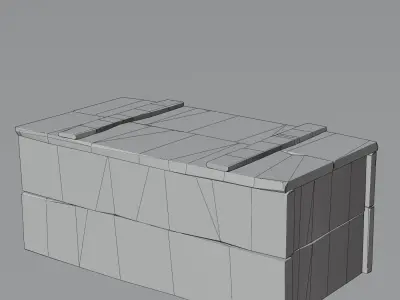 Medieval chest-shaped wooden box Low-poly 3D model