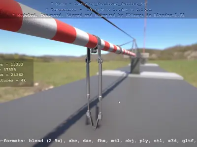Low-Poly Railroad Barrier 9m Low-poly 3D model