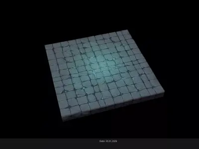 Low Poly Stylized Dungeon Ground  Stone Platform Low-poly 3D model