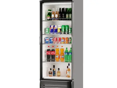 Store Refrigerator Bottles and Cans Low-poly 3D model