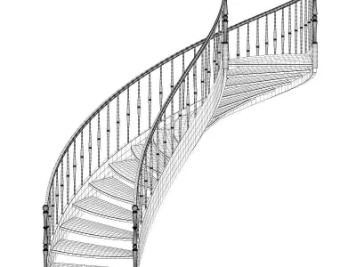 Wooden Spiral Stairs 6 3D model