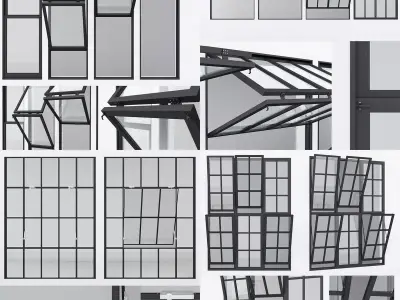 Collection Aluminium window x9 3D Model Pack