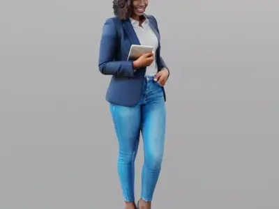 Black woman suit tablet 3D model