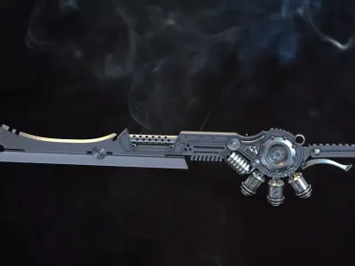 sword steampunk 2 gear 3D print model 3D print model 3D print model