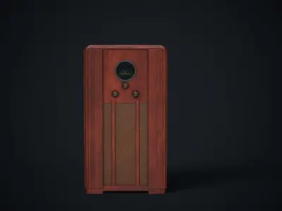 Old art deco floor radio Low-poly 3D model