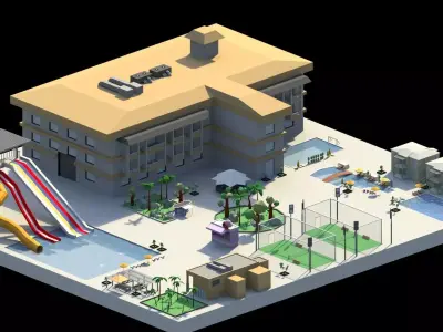 Low Poly Holiday Resort Low-poly 3D model