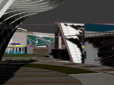 modern club building and landscape 3D model