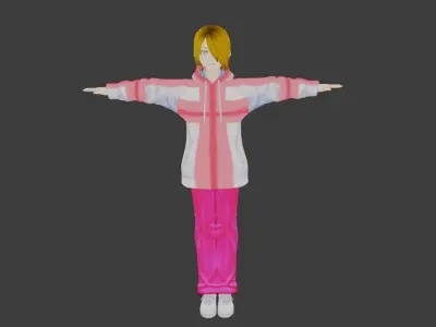 SciFi 3d anime kawaii girl character c23 Low-poly 3D model