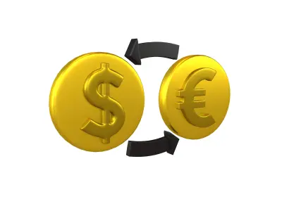 Currency Exchange Dollar To Euro Icon v1 003 Low-poly 3D model