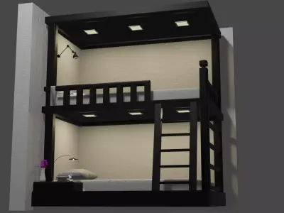 two story bed Low-poly 3D model