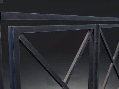 Metal Crossbar Fence Gate Low-poly 3D model