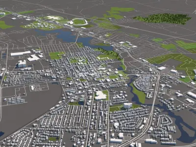 Dover Delaware USA 50x50km 3D City Map 3D model