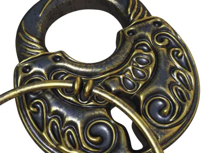 Vintage key chain 3D model