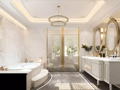 French style bathroom 3D model 3D model