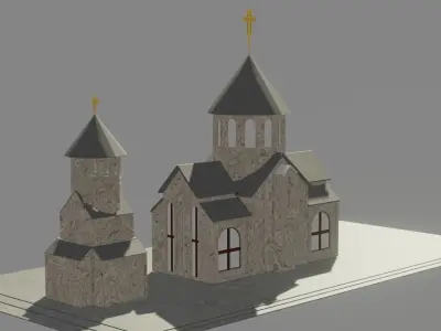 Low poly Armenian church Low-poly 3D model