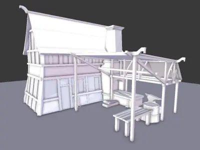 Medieval Village Blacksmith Low-poly 3D model