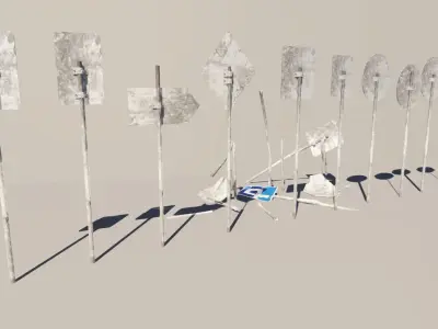 Road Signs Damaged Free low-poly 3D model