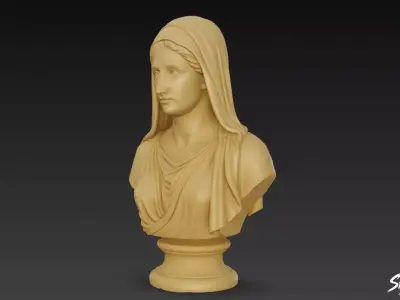 Greek Goddess Hestia Bust Low-poly 3D model