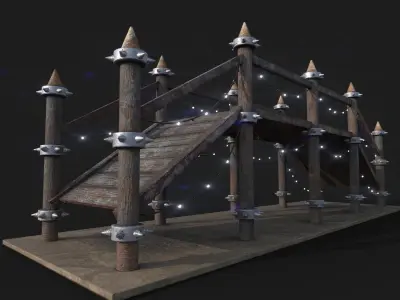 Game Ready Wooden Bridge Low-poly 3D model