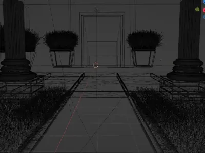 Outdoor fireplace with fire  3D model