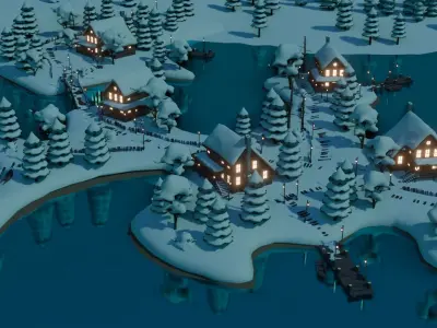 Village 3 Low-poly 3D model