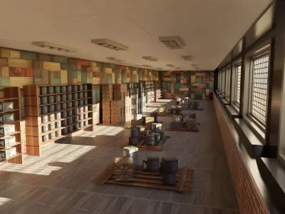 Corridor Warehouse Low-poly 3D model