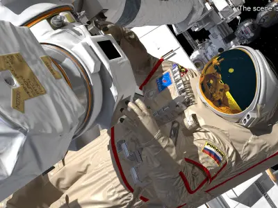  Astronaut Space Suit Orlan MK Rigged for Maya 