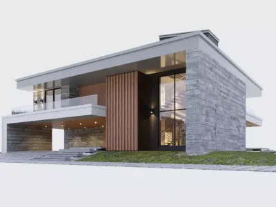 Modern two storey villa 3D model