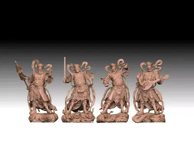 Buddhism four chinese statues of person 3D model 3D print model