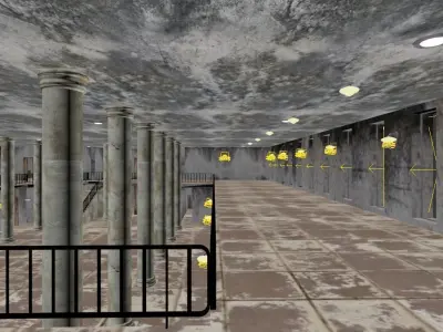bank low poly interior of prison building Low-poly 3D model