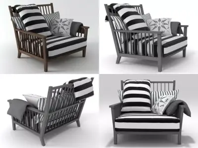 Gray striped lounge chair 3D model