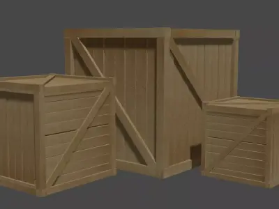 Wooden boxes Low-poly 3D model