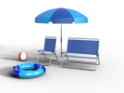  Beach Umbrella Ball Chair 3D model Low-poly 3D model