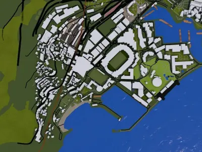 Monoco City of France Low-poly 3D model