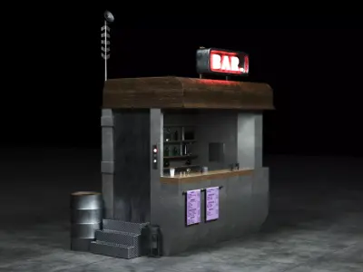 Sci-Fi Corner Bar Low-poly 3D model