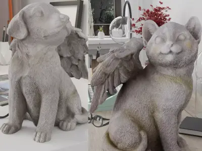 Dog and Cat Angels Photorealistic PBR Pack 